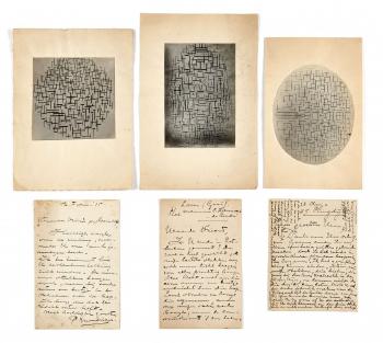 Réunion De 6 Lettres Et 2 Cartes Autographes Signées, En Néerlandais by 
																			Piet Mondrian